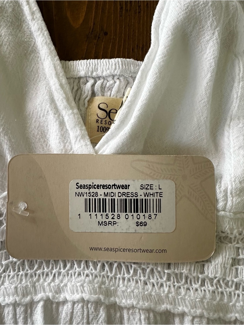 SEASPICE NWT Summer White Midi Dress, Large - Picture 5 of 8